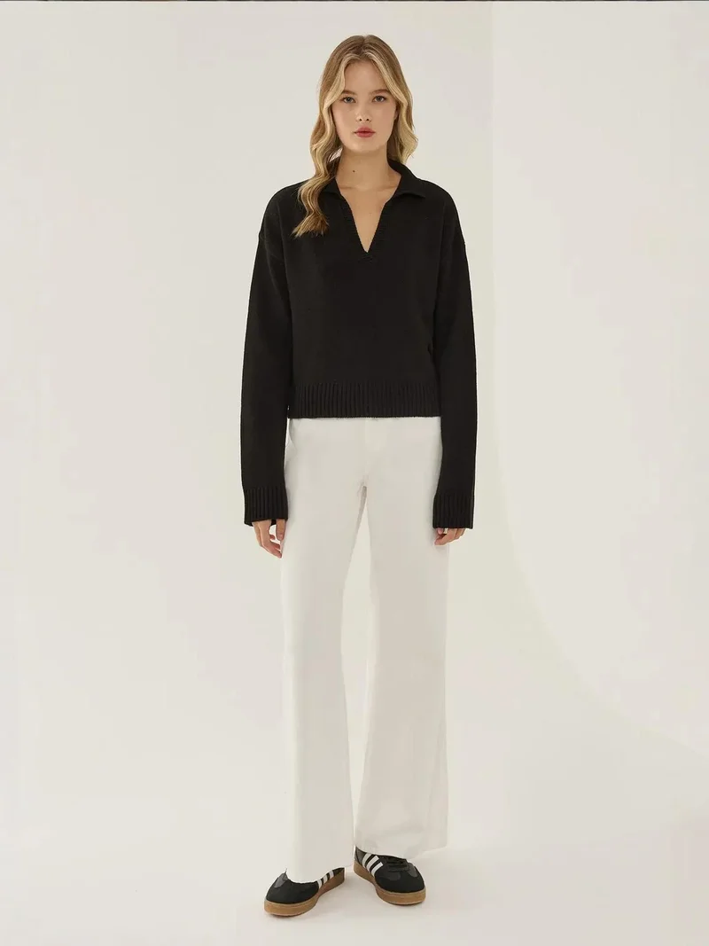 HICCUP Polo Collar Knit Sweater