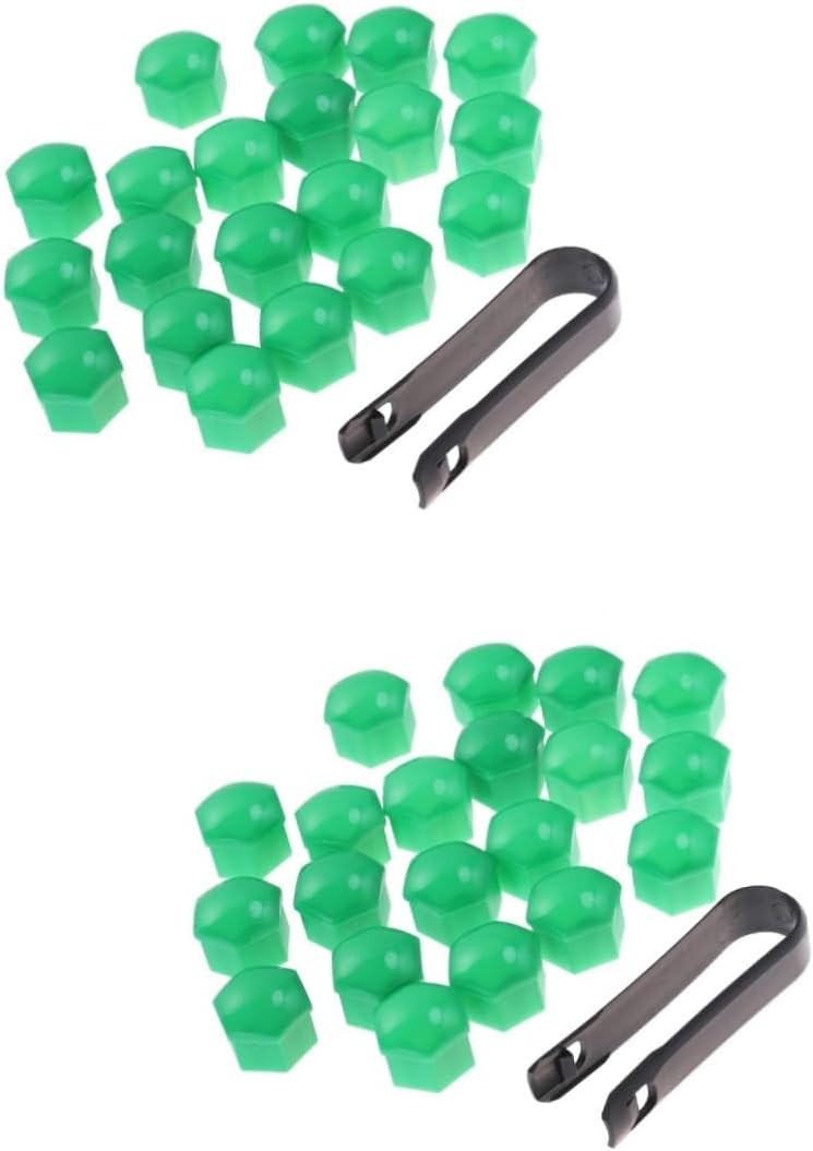 Green Car Wheel Nut Covers 2pcs Easy Fit Protectors Size 1 Lug Bolt Covers - Image 1