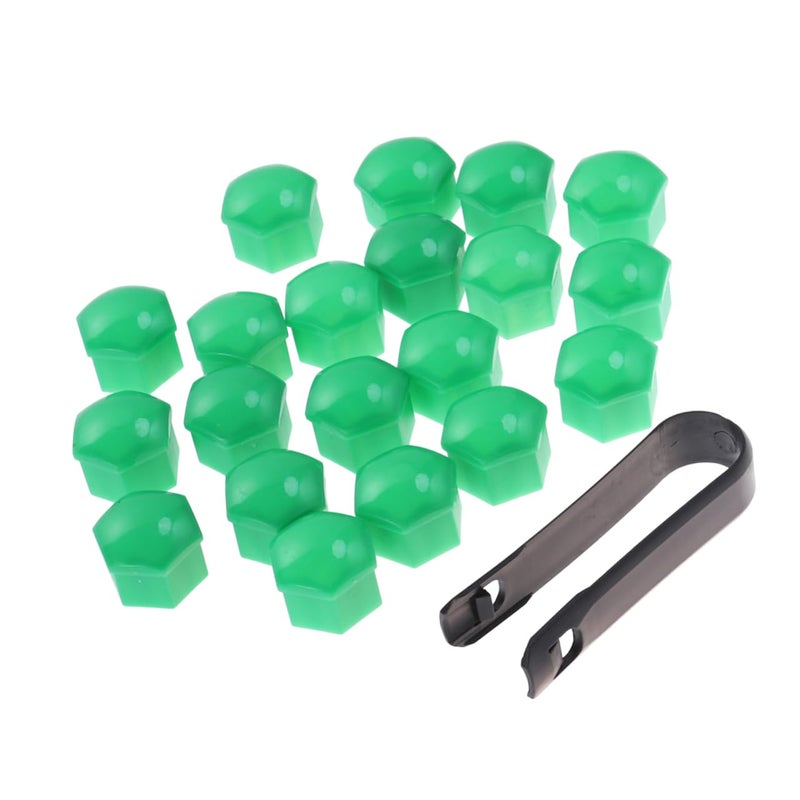 Green Car Wheel Nut Covers 2pcs Easy Fit Protectors Size 1 Lug Bolt Covers - Image 5