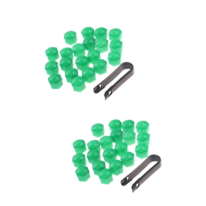 Green Car Wheel Nut Covers 2pcs Easy Fit Protectors Size 1 Lug Bolt Covers - Image 2
