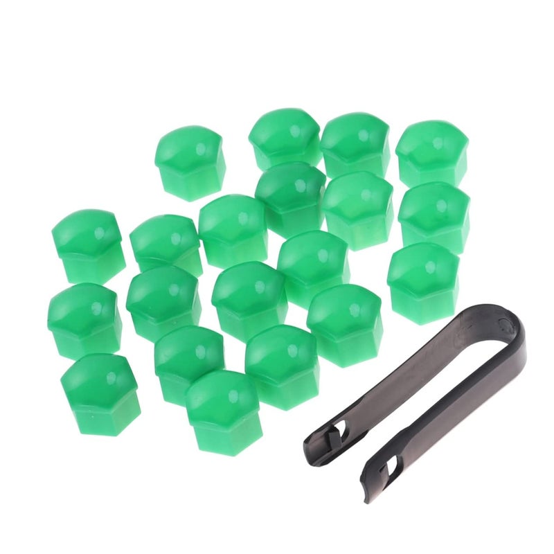 Green Car Wheel Nut Covers 2pcs Easy Fit Protectors Size 1 Lug Bolt Covers - Image 4