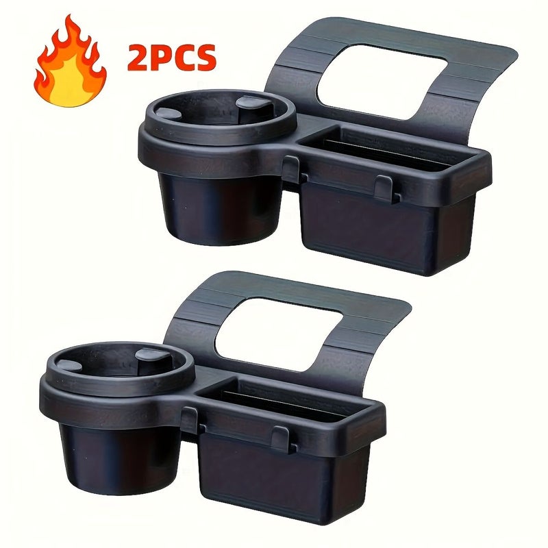 2 Pcs Multi Functional Black Car Organizer With Cup Holder Water Bottle Holder Side Door Window Phone Slot And Hanging Storage Rack Durable ABS Material Easy To Install Space Saving Design Suitable For Car Interior Accessories - Image 4