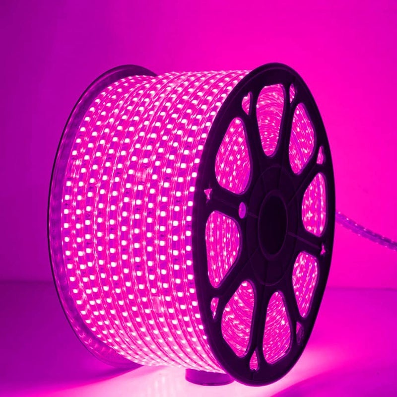 Shaheen Light Pink LED Strip Roll - 60 Bulbs In The Meter - High Quality Outdoor Insulation - Waterproof - For All Uses Inside And Outside The Home - 18 Months Warranty (20 Meter Roll With Socket)