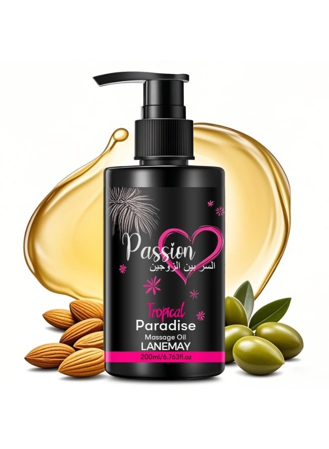 LANEMAY Moisturizing Massage Oil 200ml contains jojoba oil and sweet almond oil to moisturize the skin and relax  muscles. - Image 1