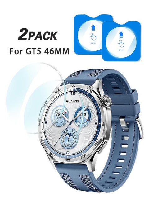 2 Pack Screen Protector for Huawei Watch GT5 46MM with Auto-alignment Installation kit,High Definition Anti-Scratch Bubble Free Clear Tempered Glass protective film