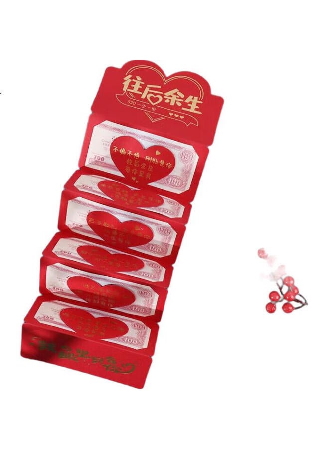 Tatanice Foldable Red Envelope With 6 Card Slots, Creative Birthday Surprise Ceremonial Gift Red Envelope For Wife, Boyfriend, Girlfriend - Image 2