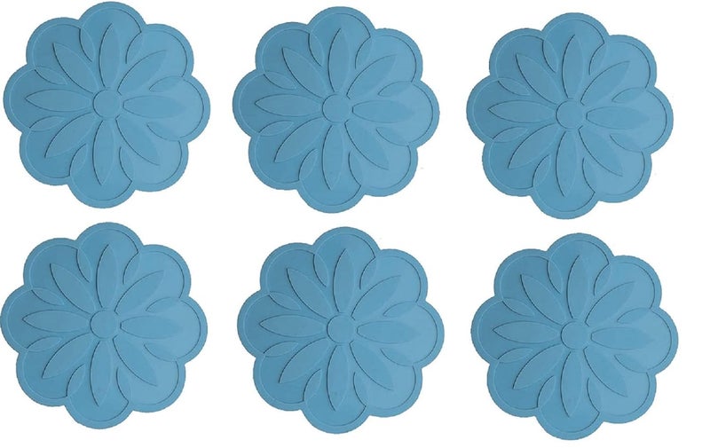 Ramkuwar Placemat Flower Heat Resistant Silicone Non Slip Kitchen Placemat Insulation Coaster Bowl Cup Pad Pot Home Decor Pack of 6 Peacock - Image 1