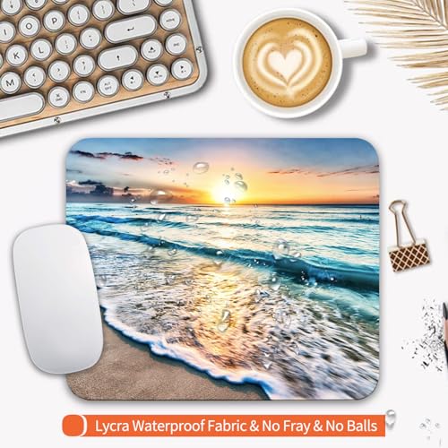 Armanza Square Mouse Pad Beach Sunset, Personalized Premium-Textured Custom Mouse Mat Design, Washable Mousepad Cloth, Non-Slip Rubber Base Computer Mouse Pads for Wireless Mouse - Image 3