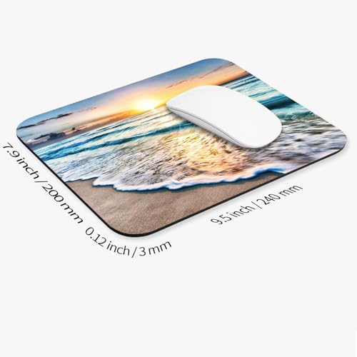Armanza Square Mouse Pad Beach Sunset, Personalized Premium-Textured Custom Mouse Mat Design, Washable Mousepad Cloth, Non-Slip Rubber Base Computer Mouse Pads for Wireless Mouse - Image 2