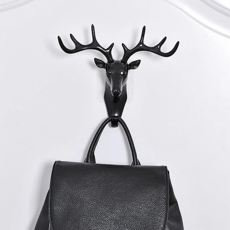 Deer Head Self Adhesive Wall Door Hook Hanger2PcsBlack - Image 4