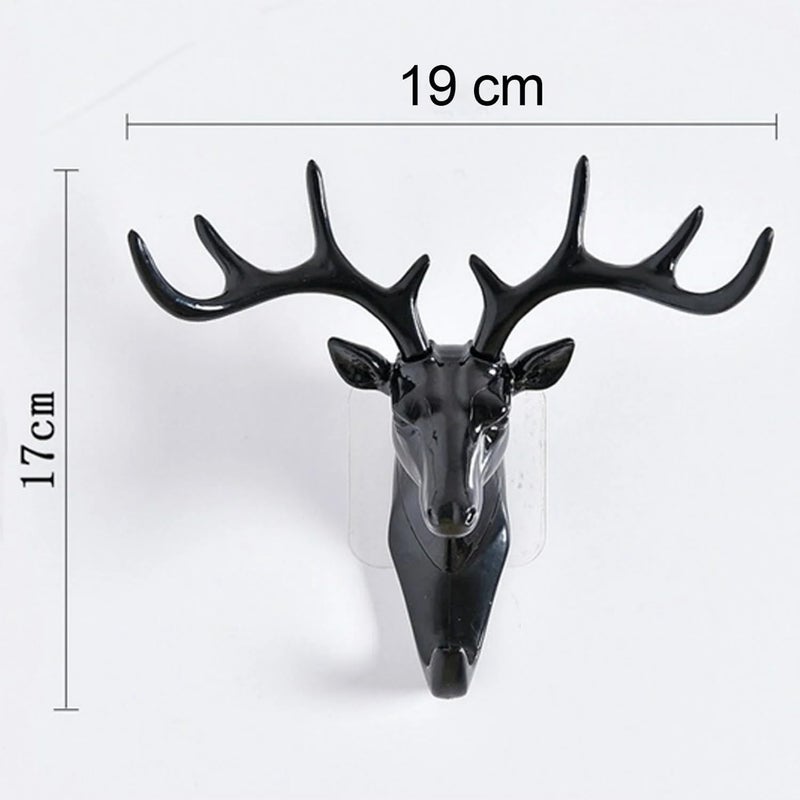 Deer Head Self Adhesive Wall Door Hook Hanger2PcsBlack - Image 5