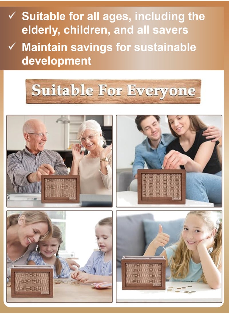 YooA Wooden Money Saving Box|Reusable Money Box With Erasable Marker and Counter,Currency/Cash/Coin Saver, Piggy Bank, Wooden Material Sturdy No Damage Reusable Smooth No Burrs Tool Saving, Money Donation Container, Target Best Holidays, Birthdays, Other Events Gift for Friends,Adults,Kids(10000 Dirhams/Dollars)  - Image 5