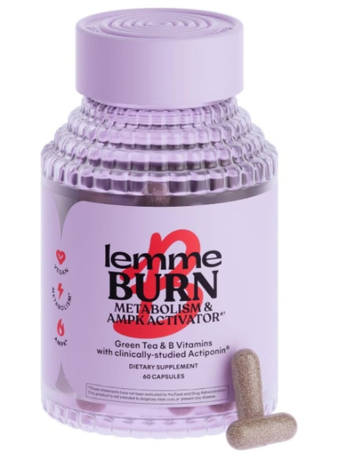 Lemme Burn Metabolism Belly Fat Burning AMPK Activating Supplement for Men Women wClinically Studied Actiponin Gynostemma Green Tea Extract Vitamins B6 B12 Gluten Free 60 Count - Image 1