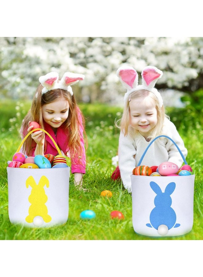Jexine Jexine 12 Pcs Easter Bunny Basket Bags Bulk for Kids Gift Bucket Easter Eggs Hunt Basket with Handle Bunny Tote Bag Bucket Carry Rabbit Fluffy Tails Bag for Easter Party(Rainbow Color,Cute Style) - Image 5