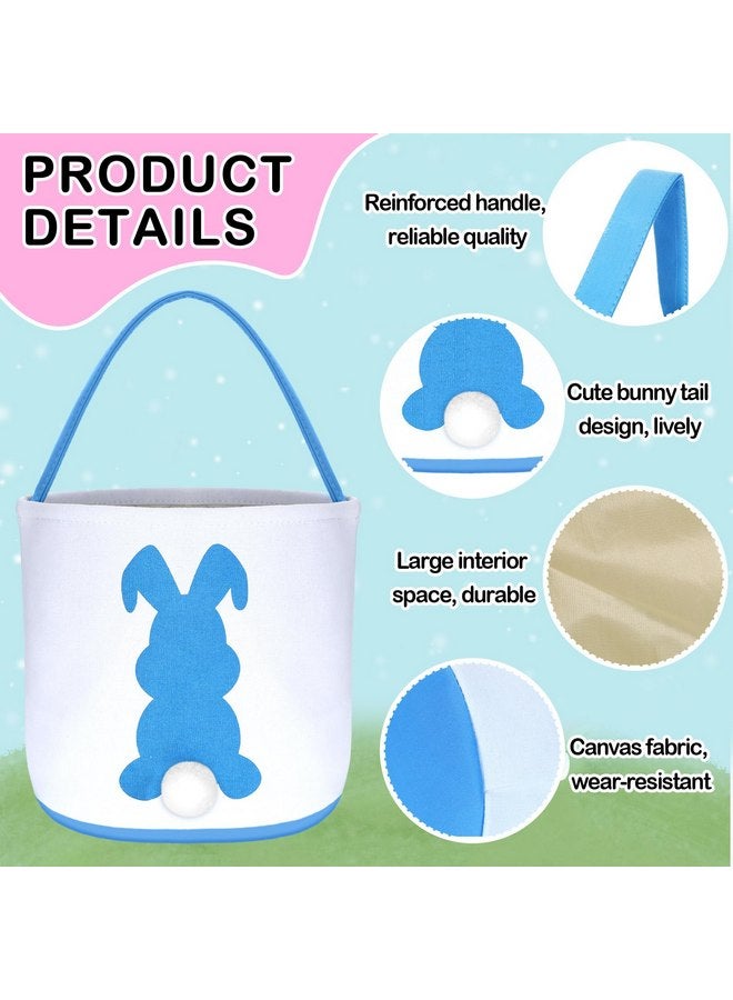Jexine Jexine 12 Pcs Easter Bunny Basket Bags Bulk for Kids Gift Bucket Easter Eggs Hunt Basket with Handle Bunny Tote Bag Bucket Carry Rabbit Fluffy Tails Bag for Easter Party(Rainbow Color,Cute Style) - Image 4