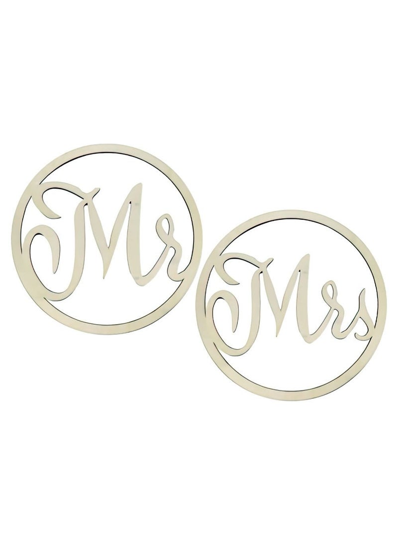 Mr Mrs Wooden Wedding Signs Natural 42cm 2-Pack
