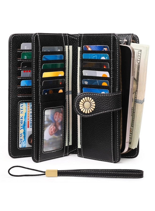 سينديفن محافظ نسائية من الجلد الطبيعي مع حامل بطاقات ائتمان مزود بتقنية حجب RFID بسعة كبيرة - Image 2