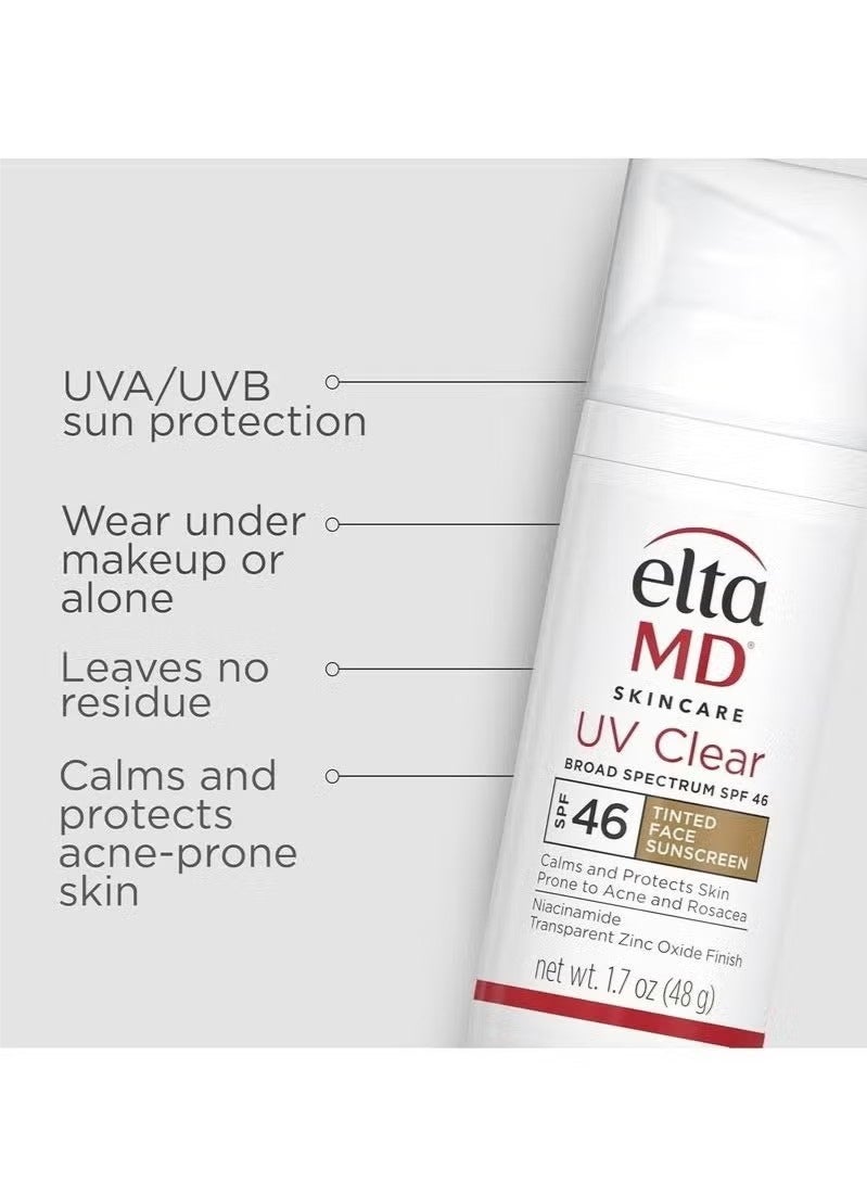 EltaMD UV Clear Tinted Face Sunscreen, SPF 46 Oil- Free Tinted Sunscreen with Zinc Oxide, Dermatologist Recommended Sunscreen - Image 2