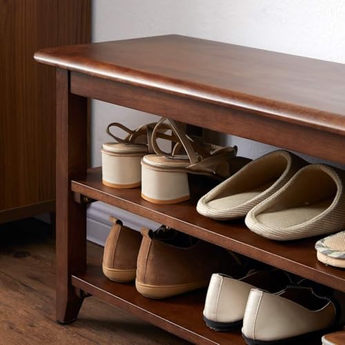 Streem Solid Wood 2 Tier Shoe Rack, Shoe Storage Organizer for Front Door Entrance, Entryway, End of Bed Bench for Entry, Bedroom, Closet, Living Room, Hallway (80 CM) - Image 2