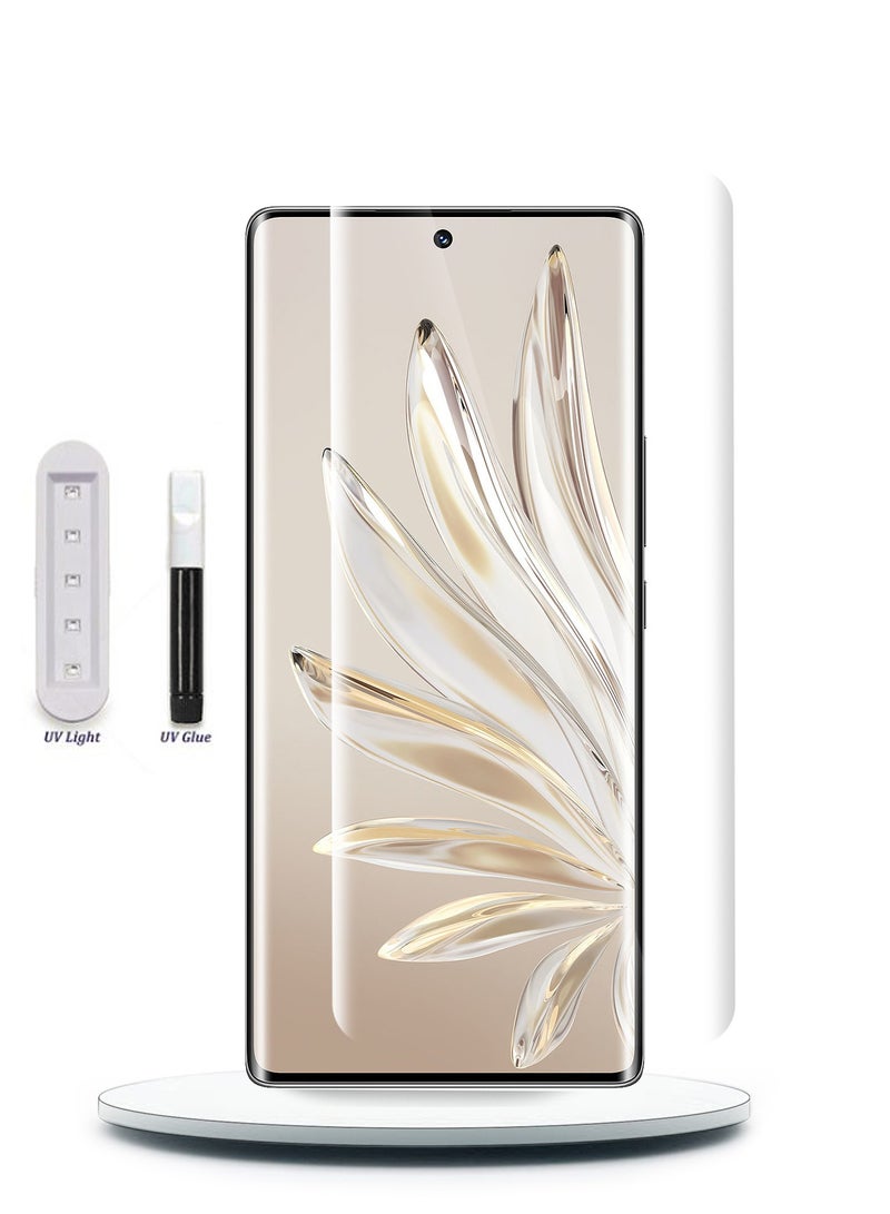 Wtech Honor 70 5G 2022 Premium Curved Edges UV Full Glue Full Cover Tempered Glass Screen Protector (MSGUCN) - Clear - Image 2