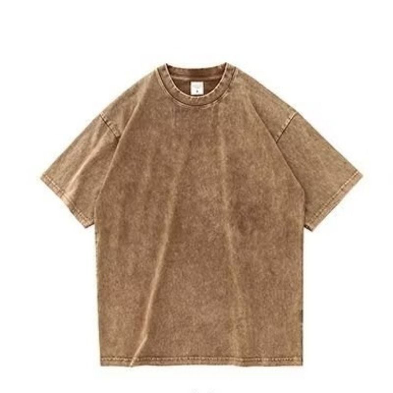 Oversize 230G Heavy Washed Old T-Shirt Men'S Short Sleeve Plus Size American Retro Batik Cotton Loose Round Neck - Image 1