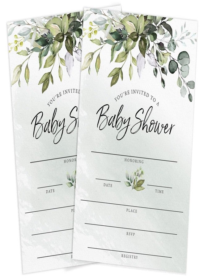 Printed Party Baby Shower Invitations and Envelopes, Greenery Eucalyptus, Set of 30 - Image 4