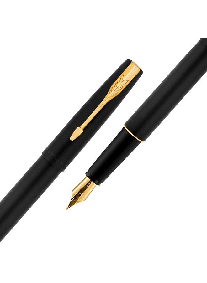 PARKER قلم حبر سائل مات أسود بحدود ذهبية | مثالي للاستخدام المهني | قلم متميز للأغراض التجارية  - Image 4