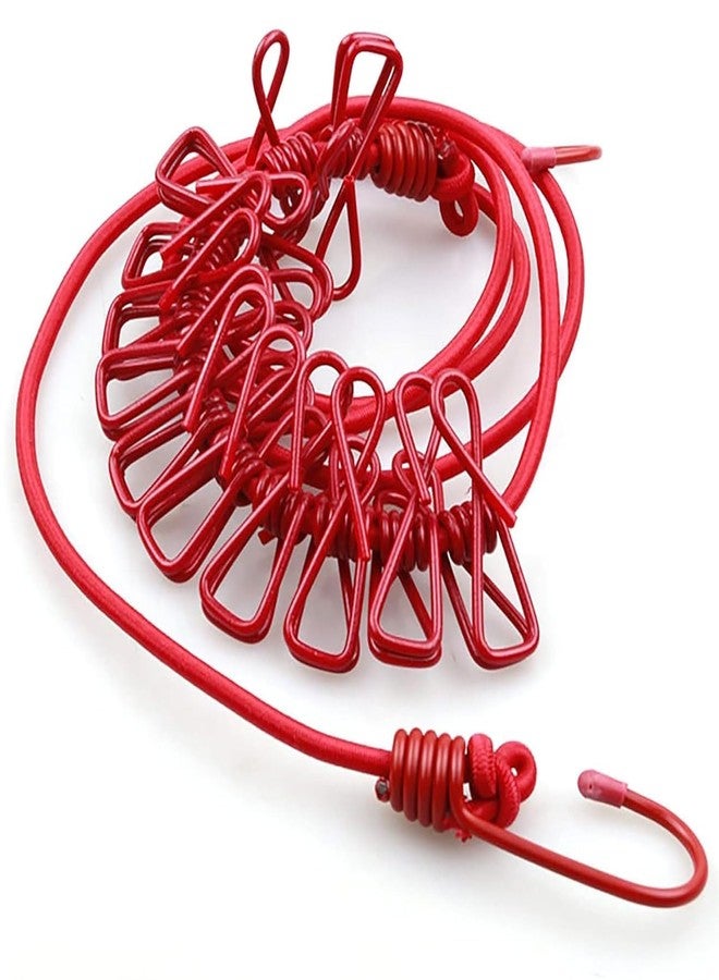 FAIRY FIRST Pack of 1 Cloth Drying Rope with Hooks - Elastic Hanging Rope for Travel, Home, and Outdoor Drying - Includes 12 Clips-Kapde Sukhane ki Rassi Wire - Multicolour (1) - Image 1