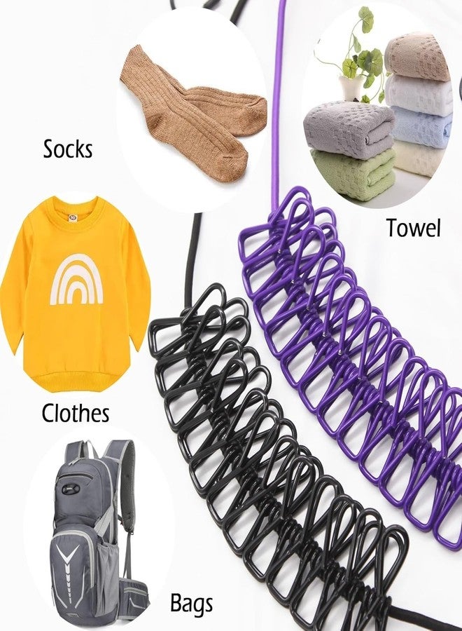 FAIRY FIRST Pack of 1 Cloth Drying Rope with Hooks - Elastic Hanging Rope for Travel, Home, and Outdoor Drying - Includes 12 Clips-Kapde Sukhane ki Rassi Wire - Multicolour (1) - Image 2