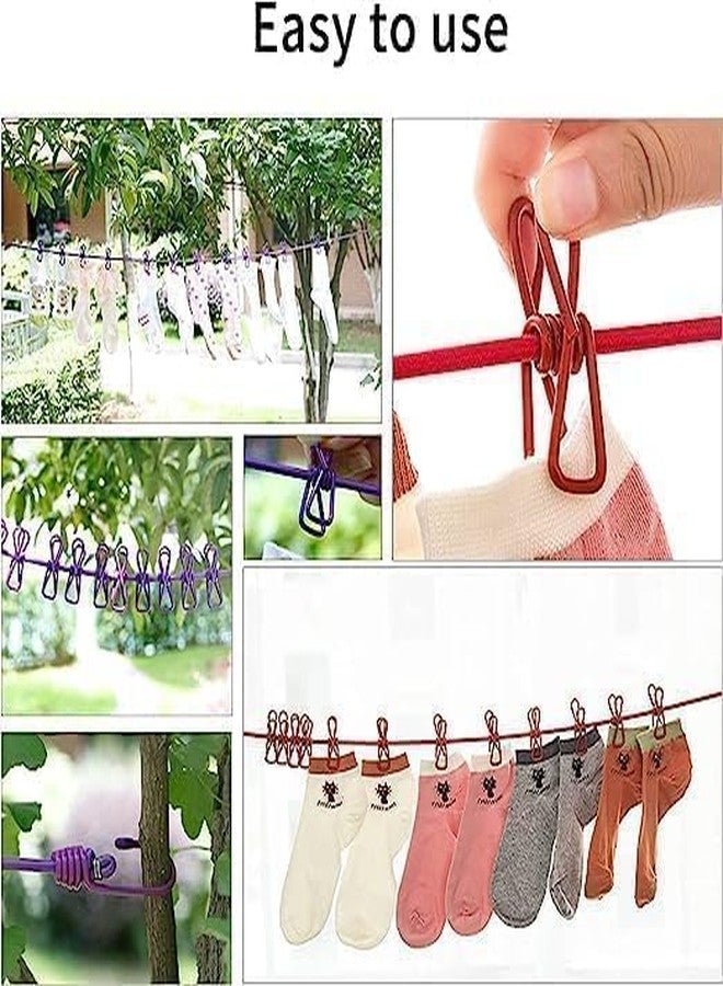 FAIRY FIRST Pack of 1 Cloth Drying Rope with Hooks - Elastic Hanging Rope for Travel, Home, and Outdoor Drying - Includes 12 Clips-Kapde Sukhane ki Rassi Wire - Multicolour (1) - Image 5