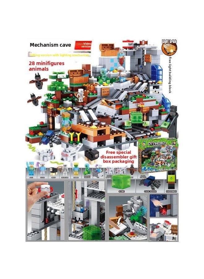 Compatible With Lego My World Building Blocks Benefiting Intelligence Assembled Toys Children's Organ Cave Village Tree House 6-12 Years Old-Color:Steve Forest Tree House 【500 + Pieces】 Bucket - Image 2
