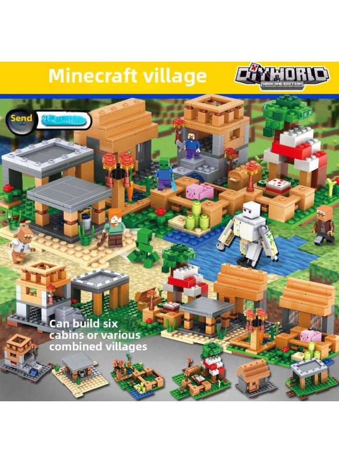 Compatible With Lego My World Building Blocks Benefiting Intelligence Assembled Toys Children's Organ Cave Village Tree House 6-12 Years Old-Color:Steve Forest Tree House 【500 + Pieces】 Bucket - Image 4