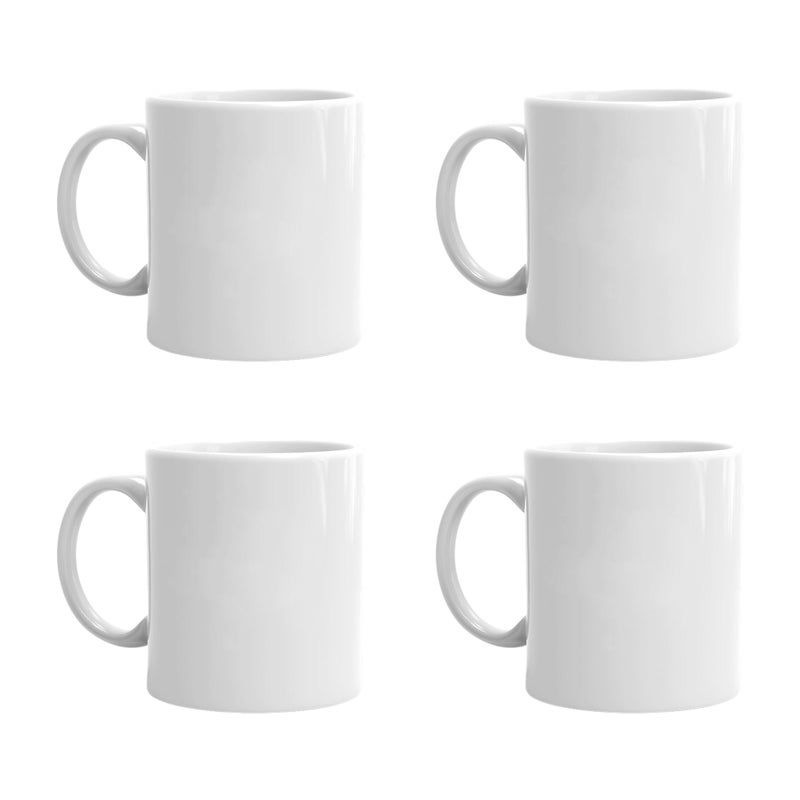Smilatte Smilatte 16 OZ Sublimation Porcelain Coffee Mugs Classic Blank Ceramic Cup with Large Handle for Tea Latte Cappuccino Set of 4 White 