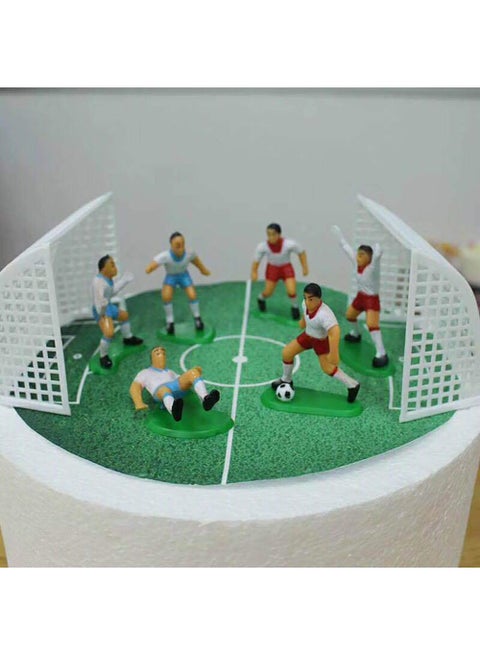 Soccer Cake Toppers - 8pcs Miniature Football Players & Micro Landscape Figurines for Party, Boy Birthday, and Sports Party Supplies