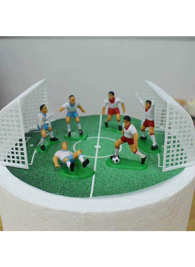 Sweet seven Soccer Cake Toppers - 8pcs Miniature Football Players & Micro Landscape Figurines for Party, Boy Birthday, and Sports Party Supplies  - Image 1