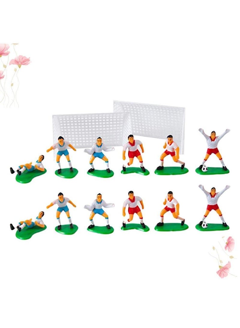 Soccer Cake Toppers - 8pcs Miniature Football Players & Micro Landscape Figurines for Party, Boy Birthday, and Sports Party Supplies