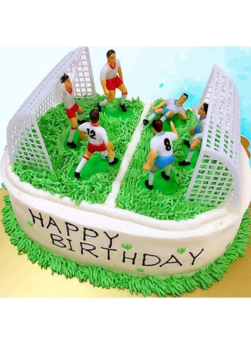 Sweet seven Soccer Cake Toppers - 8pcs Miniature Football Players & Micro Landscape Figurines for Party, Boy Birthday, and Sports Party Supplies  - Image 2