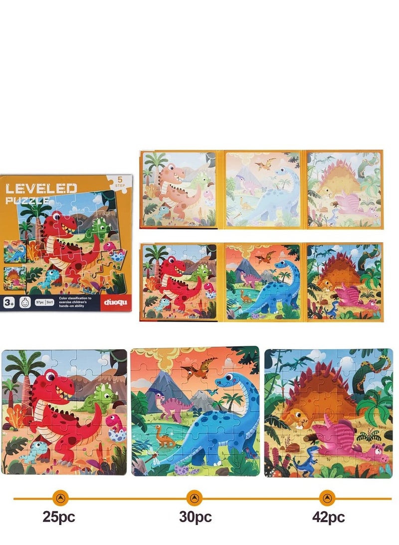 Excefore Magnetic Puzzles for Kids Ages 3-7, Dinosaur Themed Magnetic Travel Puzzles Toys, 3 Styles Dinosaur Wooden Jigsaw Puzzle Toys, Travel Games and Travel Toys, for Boys and Girls - Image 4