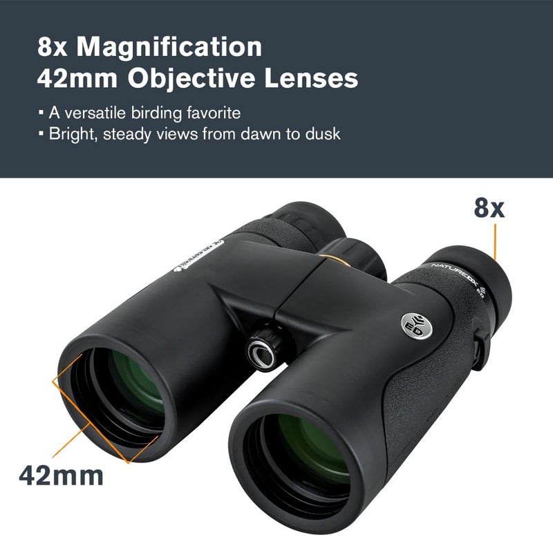 سلسترون مناظير سيليسترون 72332 Nature DX ED 8x42 للاستخدام الخارجي والطيور مع عدسات موضوعية منخفضة التشتت للغاية، متعددة المغلفة بالكامل بمنشورات BaK-4، مدرعة مطاطية، ضباب ومقاومة للماء - Image 2