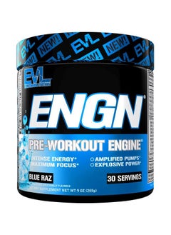 Evlution EVL Intense Pre Workout with Creatine - ENGN Energizing Pre Workout for Men Powder Drink for Lasting Energy Focus and Recovery - with Beta Alanine Caffeine and L Theanine - Blue Raz  - Image 1