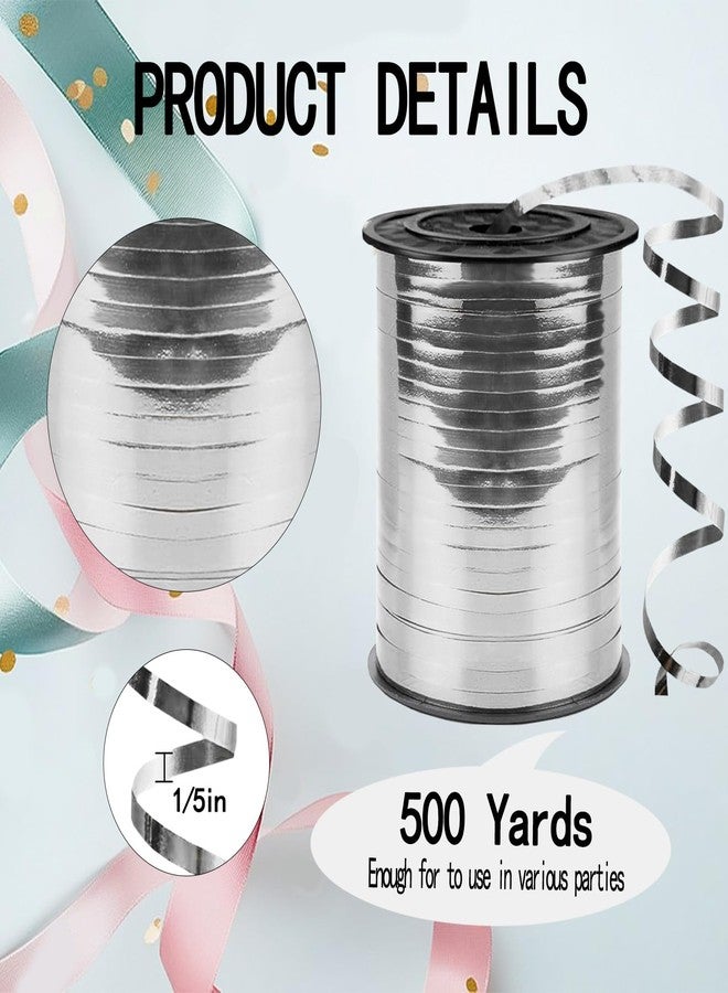YCDMLJC 500 Yards Curling Ribbon,1/5 Inch Shiny Silver Ribbon,Balloon String, Party Decoration,Ribbons for Florist Flower Bows for Graduation Supplies - Image 2