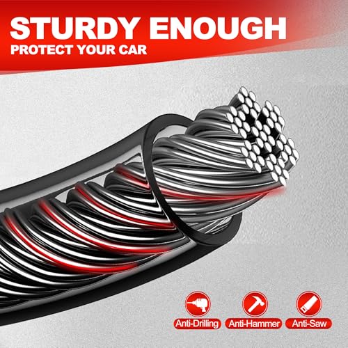KAYCENTOP Car Steering Wheel Lock, Seat Belt Lock, Car Locks Anti-Theft Device with Aluminum Alloy Lock Housing, Max 17 Inch Length, High Visibility and Light-Weight, Universal Fit, 3Keys(Red) - Image 4
