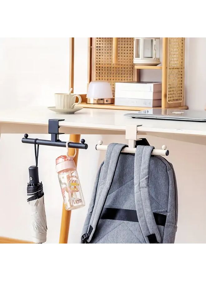 Black Adjustable Under Desk Bag Hook No Drill Wall Mounted Organizer - Image 1