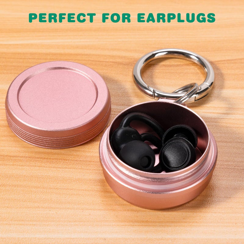 SOBAHIDO Daily Metal Carrying Case - Portable Keychain Pill Holder, Waterproof Small Travel pill Container for Earplugs Coins, Compatible with Loop, Eargasm & Vibes, Compact Mini Purse Pill Box (Pink) - Image 4