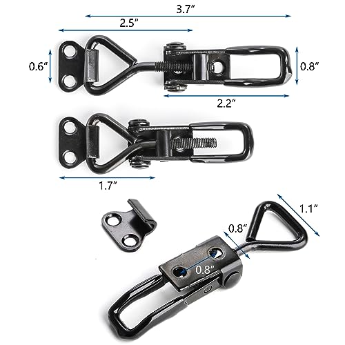 Hedume 12 Pack Heavy Duty Toggle Latch Clamp, 220 Lbs Capacity Adjustable Toggle Clamp, Black Metal Pull Latch for Box Case Trunk, Smoker Door, Jig - Image 4
