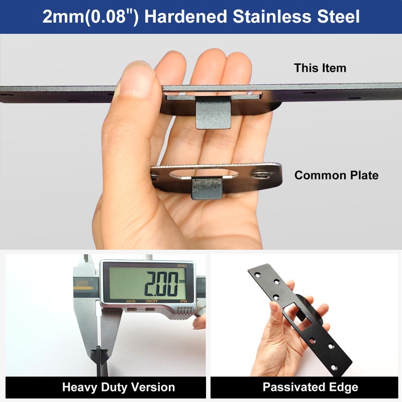 MOSECYOU Extra Long Door Strike Plate 7", Heavy Duty Version, Oversized Striker to Repair Damaged Worn Frame/Slot/Jamb, Large Hole to Fix Latch Sticking, Security Reinforcement Plate - Image 5