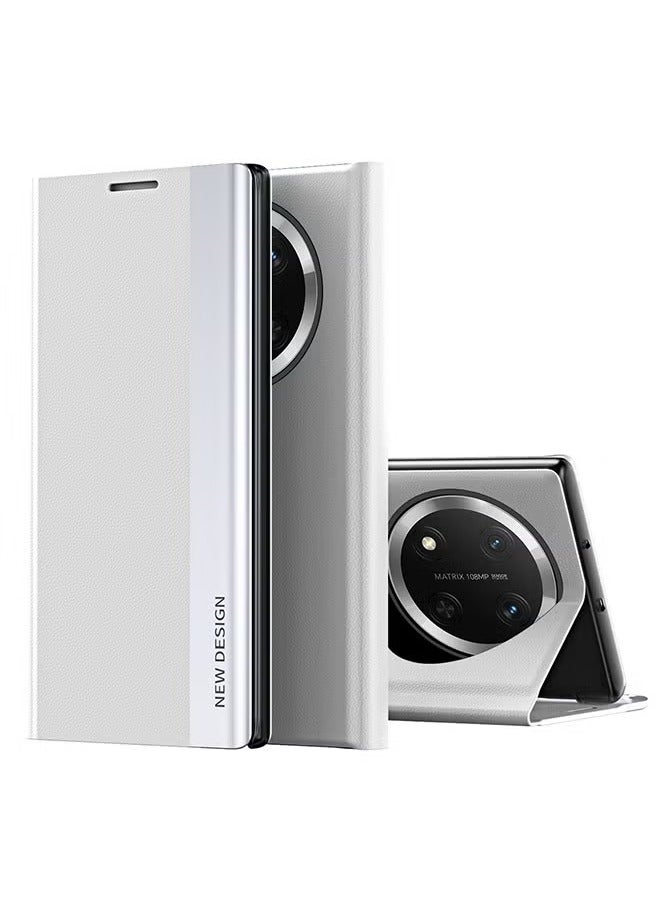 Honor X9c Flip Case,Ultra Slim TPU Leather Full Body Protection Magnetic Stand Shockproof Phone Cover,White - Image 1