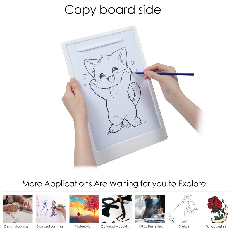 2-in-1 Drawing and Copy Board Rechargeable LED Light Box Tracer Tracing Light Tray and LCD Writing Board eBook Writing & Drawing Board Doodle Board Handwriting Paper Drawing Board - Image 4