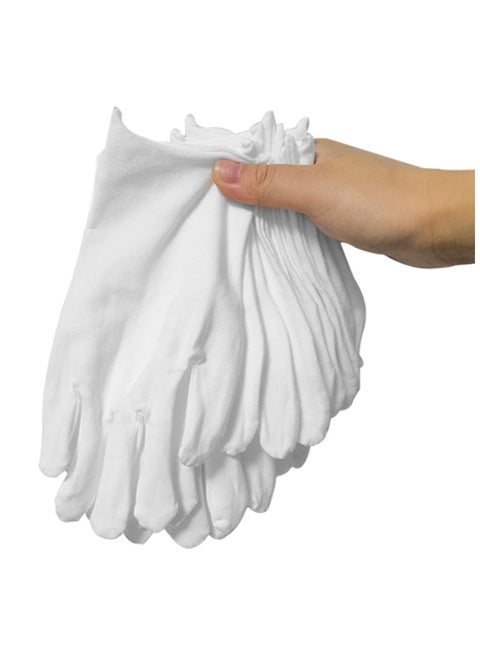 12 pair Stretchable Lining Gloves Set White