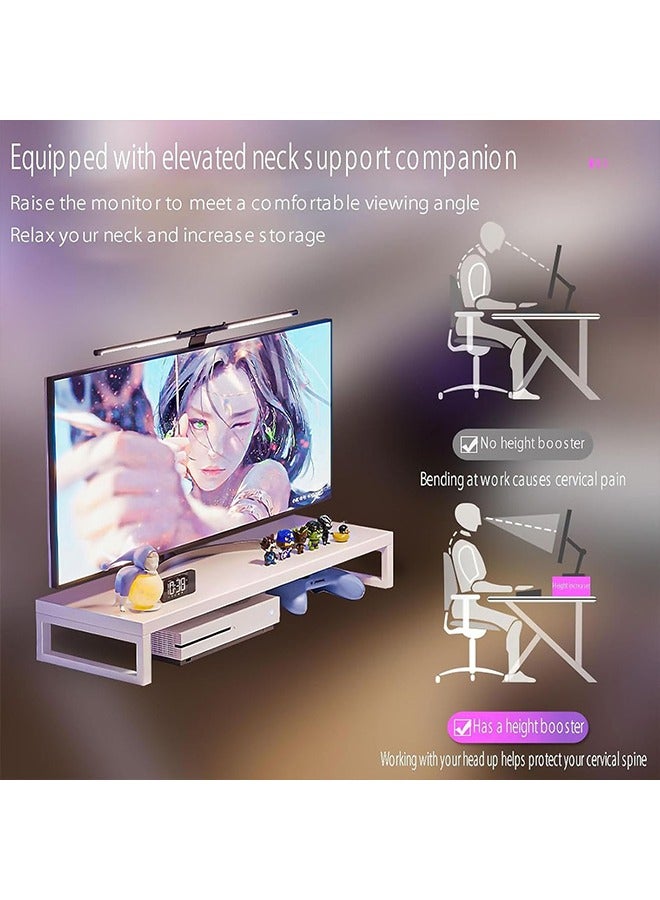 Beauenty Office Computer Desk Gaming Desk for Home Home Office Desk with Elevated Shelf  Ergonomic Design  Wide Desktop  Strong Load-Bearing Capacity Ideal For Adults Gamers (White 140 * 60 * 74) - Image 4